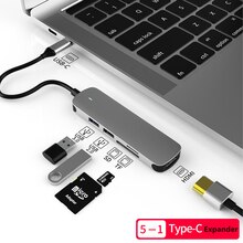 Type-C Multifunction Extender 6-in-1 to HDMI/USB/TF/SD Adapter Type-C HUB Dock for PC Gaming/Video Distribution Connector: Type-C 5-in-1