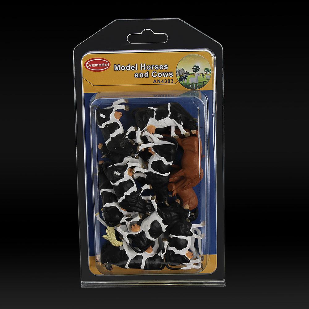 15 Pcs O Schaal Model Geschilderd Paarden Koeien Boerderij Dieren Pvc 1:43 Paard Koe Desktop Decor Railway Layout AN4303