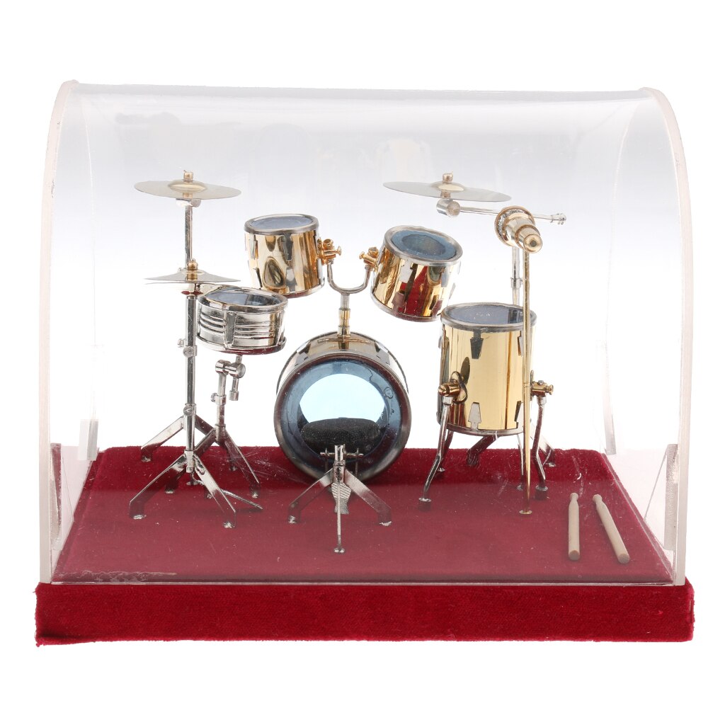 14*10*10 Cm Miniatuur Koperen Drum Set Muziekinstrument Model Poppenhuis Thuis Display Ornamenten