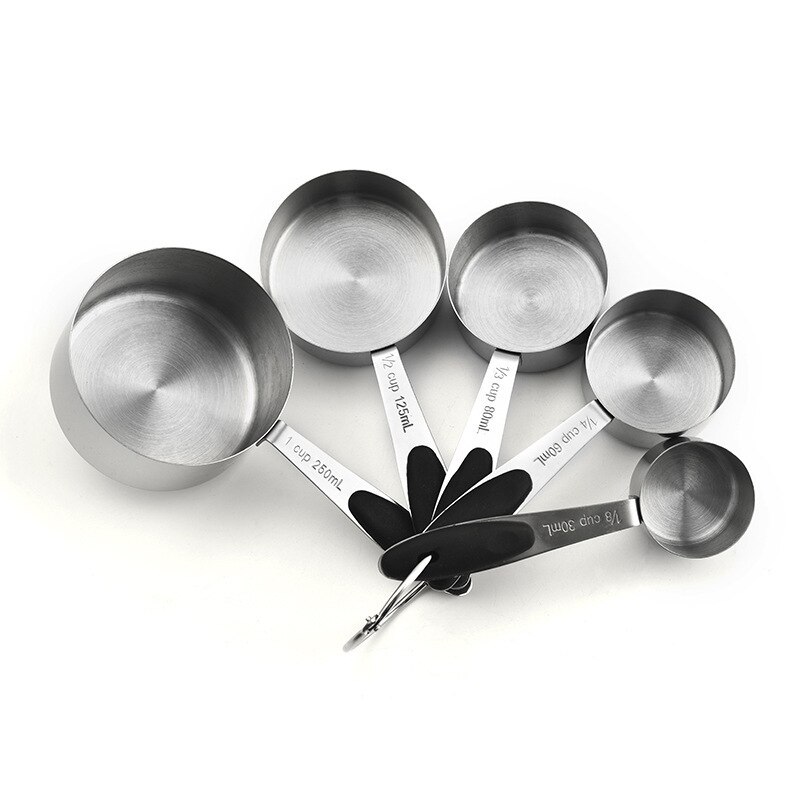 Baking Bartending Measuring Cup Kitchen Accessories Stainless Steel Plated Copper Rose Gold Measuring Spoon Cooking Tools Set: Black Measuring Cup