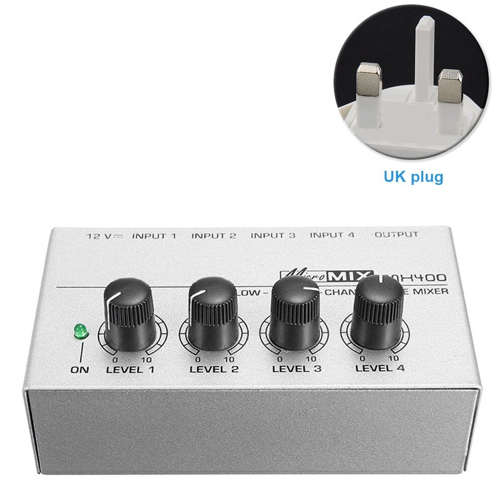 MX400 Portable Karaoke Audio Mixer Mono 4 Channel Mini With Power Adapter Low Noise DJ Ultra Compact Family Sound KTV: UK