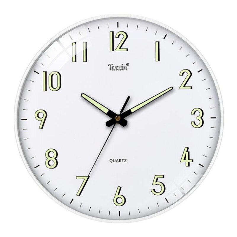 12 Inch Luminous Wall Clock Wood Nordic Wall Clock Silent Mechanism Non Ticking Clock With Night Light ABS Deco: E / 14 INCH