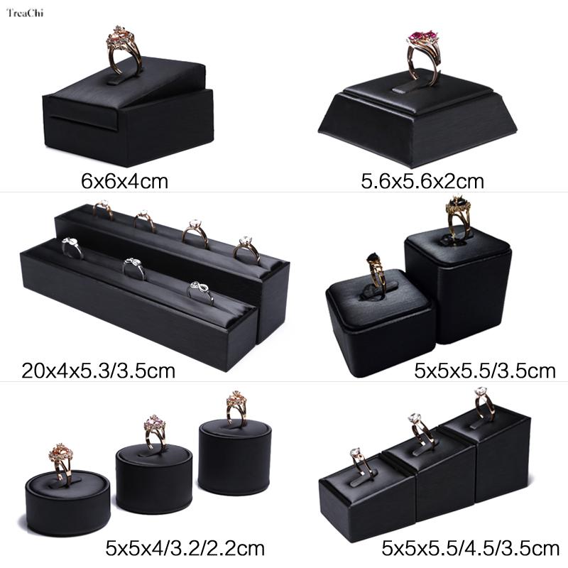 Jewelry Store Black PU Ring Display Holder Riser Jewellery Exhibition Rack Pawn Shop Counter Retail Showcase Stand Organizer