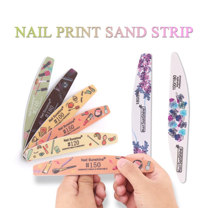 Lidan-limas de uñas con patrón , 2 piezas, doble cara, , herramientas de lijado, media luna, para manicura