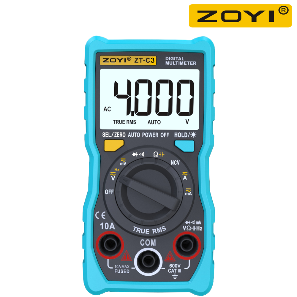 4000 tæller digitalt multimeter elektrisk dmm transistor tester kapacitansmåler zoyi zt -c1 /  zt -c2 /  zt -c3 /  zt -c4: Zt -c3
