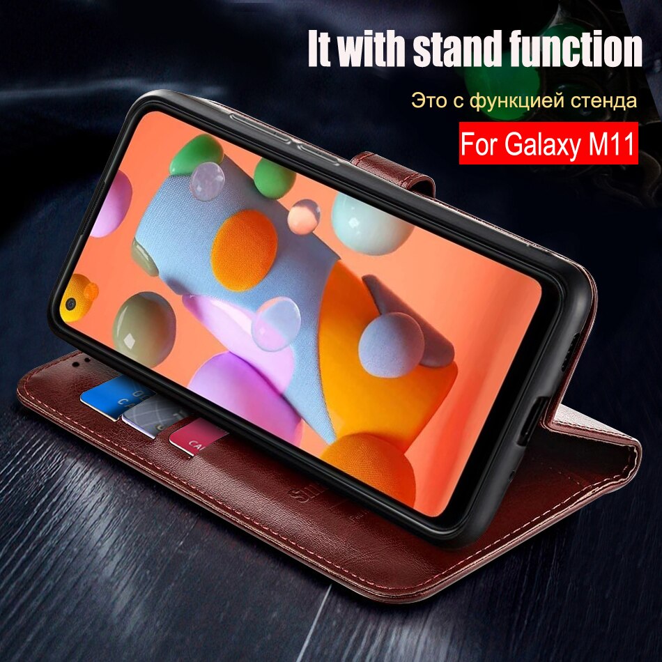 Funda de cuero con tapa para Samsung Galaxy M11, funda de SM-M115F para Samsung M11 M 11 M115F