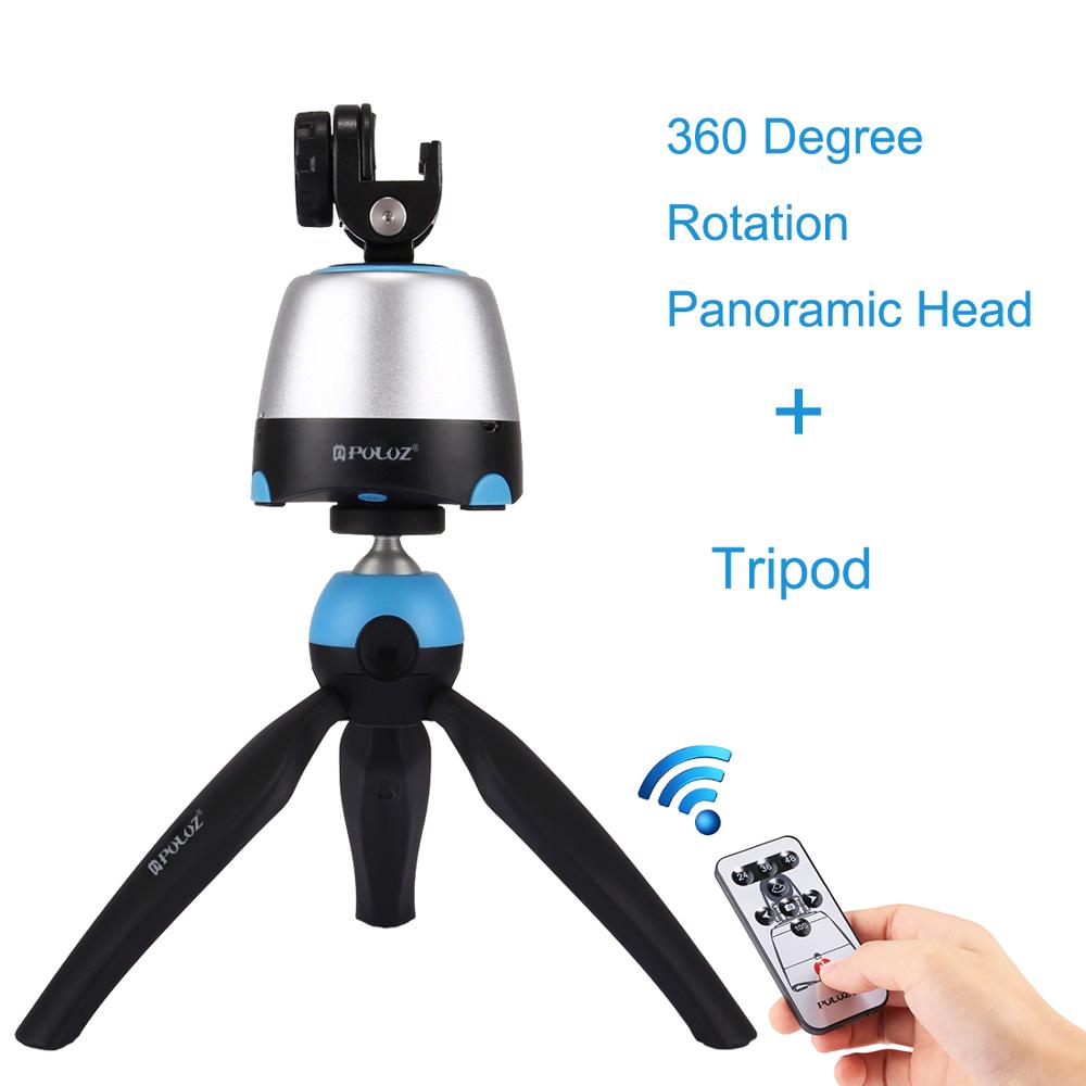 PULUZ 360 Grad Rotation Panorama Kopf Stativ Bluetooth Remote Panorama Fotografie Mit Fernbedienung Montieren Telefon Klemme: Blue Tripod Head