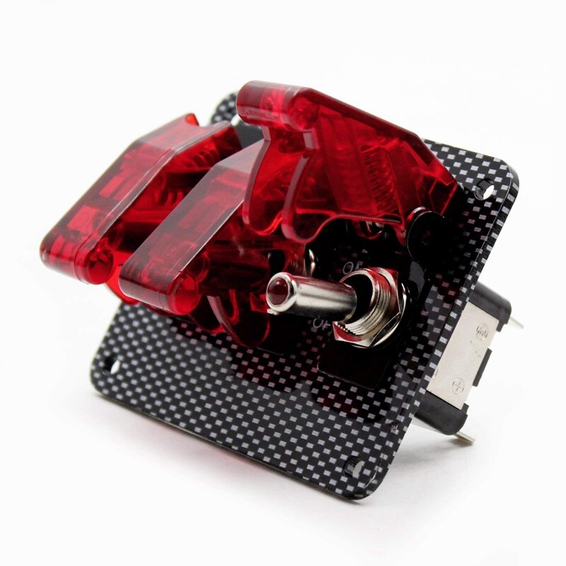12V Toggle Switch Racing Ignition Engine Relays Switches Carbon Fiber Surface Panel Car with LED Indicator,Red