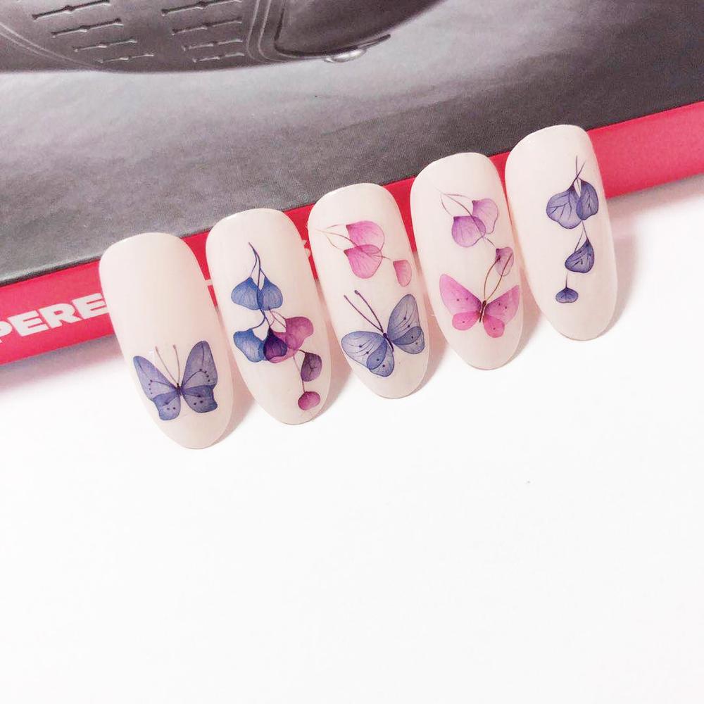 aangekomen Water Decals Nail Art Stickers kleurrijke vlinder bloem Nagels Sticker Decoraties Manicure Z0138