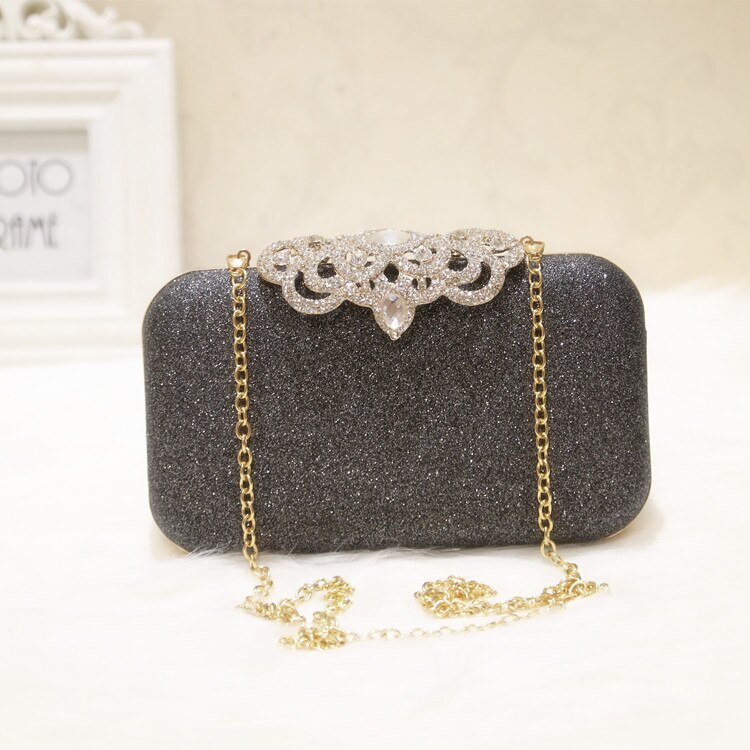 Solid Lovertjes Avondtassen Vrouwen Lederen Glitter Hard-Oppervlak Clutch Bags Dames Party Bruiloft Koppelingen Elegante Pouch: dark grey