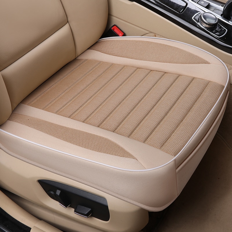 Flax Car Seat Cover Protector Washable Linen Front Seat Cushion Ultra-Luxury Breathable Pad Mat for Interior Truck Suv Van MPV: beige front 1