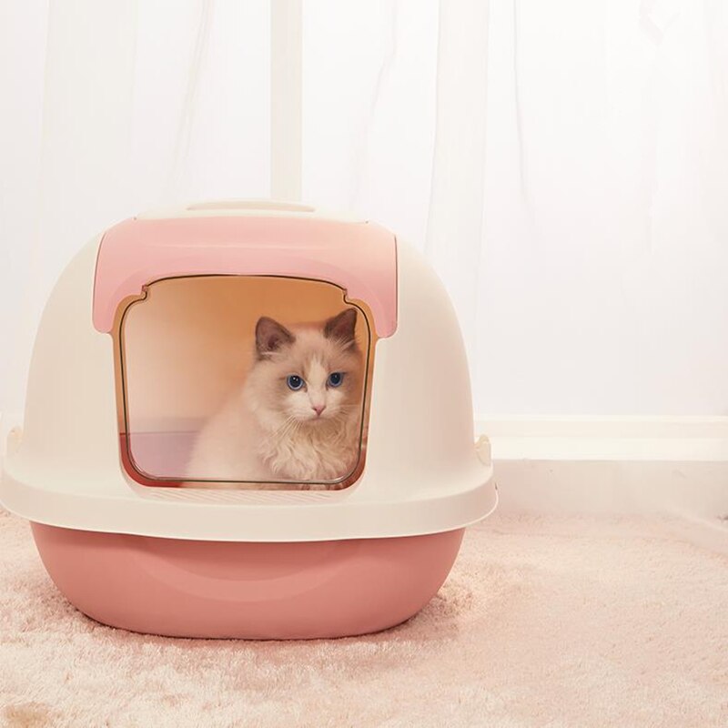 Desodorante grande para gato, caixa de banheira de gato semi-fechada, anti-spatter, shib, gato, sujeira de gato caixa de suprimentos para gato