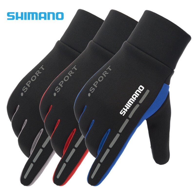 Shimano Full Finger Winter Cycling Gloves Waterproof for Fishing Windproof Anti-Slip Thicken Gloves Warm Durable Ski Gloves
