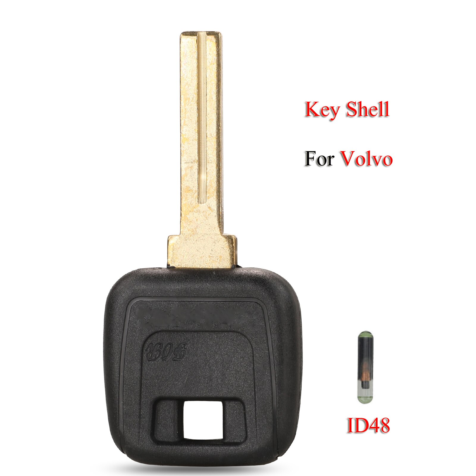 Kutery carcasa de llave a distancia de coche para Volvo S40 V40 850 960 C70 S70 D30 XC70 con ID48 Chip sin cortar hoja en blanco funda de repuesto: With ID48 Chip