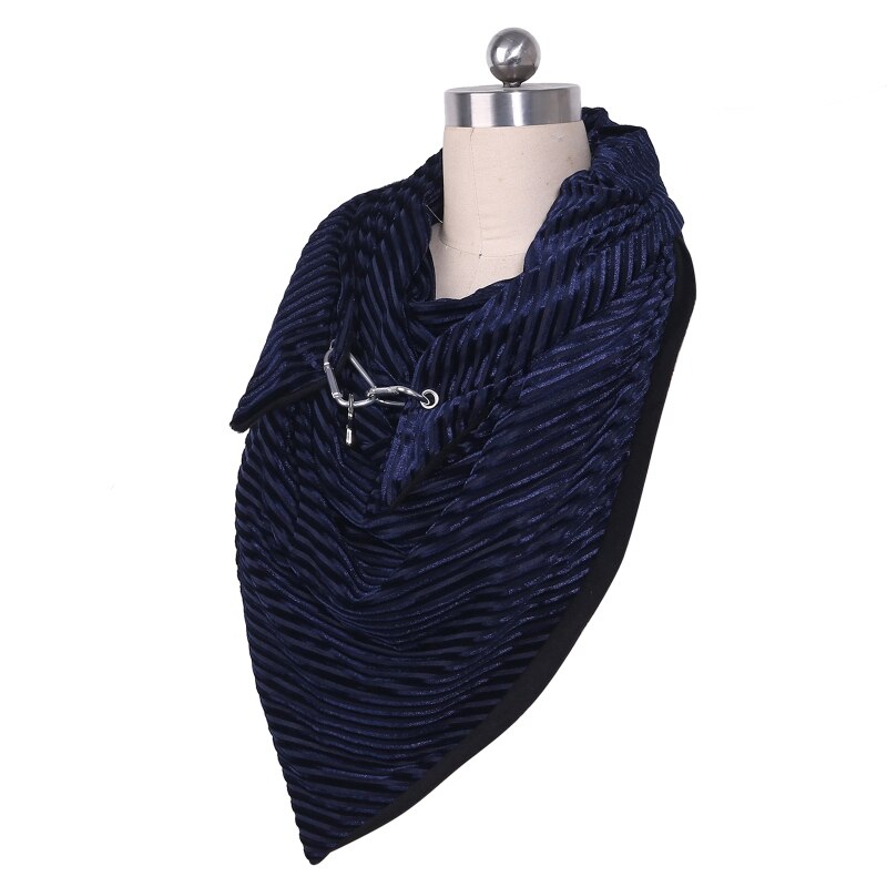 Femmes hiver épaissir grande écharpe avec bouton crochet étoile pendentif décontracté couleur unie côtelé Triangle châle enveloppement extérieur cou plus: Bleu