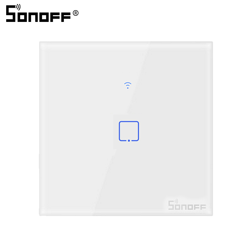 SONOFF T2 UE/Reino Unido 1/2/3/banda Wifi Panel de pared luz enchufe interruptor RF de 433mhz /Touch/eWelink Control remoto inalámbrico Google Alexa: T2 EU 1C