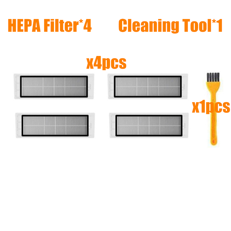 Rolo de escova lateral, filtro hepa, adequado para robô xiaomi 1s roborock s50 s51 s55 s5 s6 xiaowa, kits de peças de reposição para limpeza: Bege