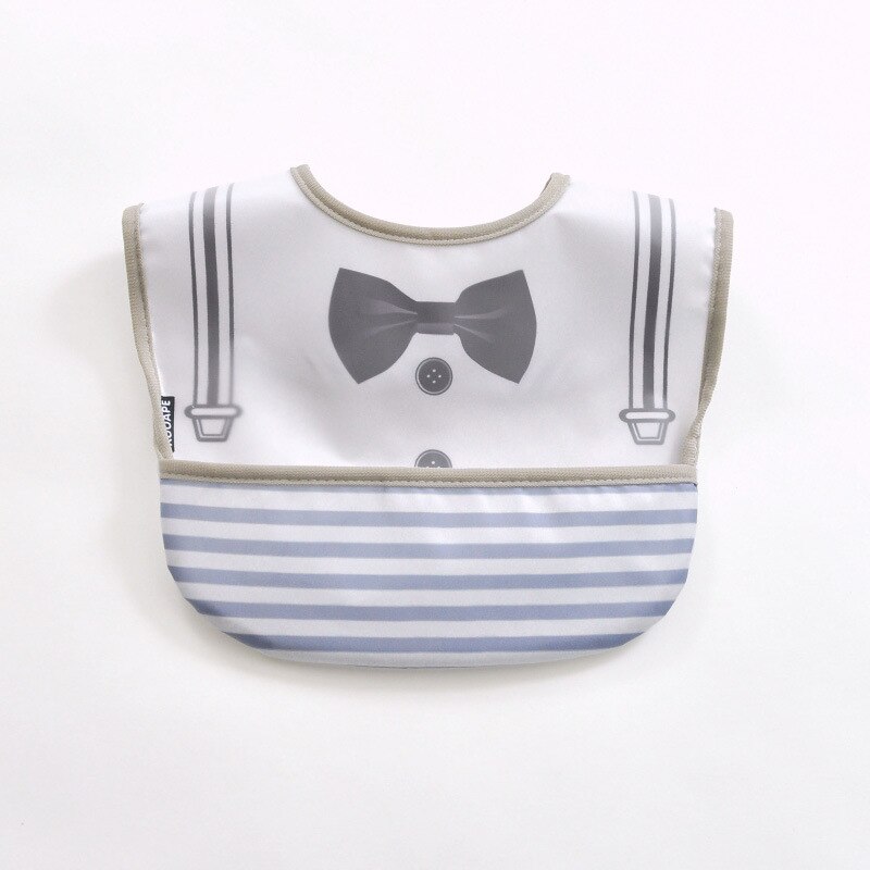 Babador impermeável e à prova de sujeira leve do infante na moda fácil esfregar o bolso da criança do arroz macio e confortável comer o babador: Strap-1