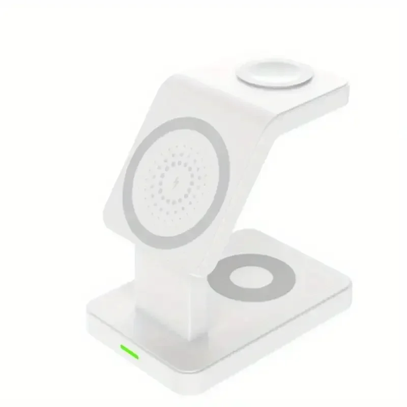 3 In 1 Magnetic Wireless Charger Stand for iPhone 15 14 13 12 Pro Max Apple Watch 1-8 AirPods Fast Charging Station Dock: WHITE