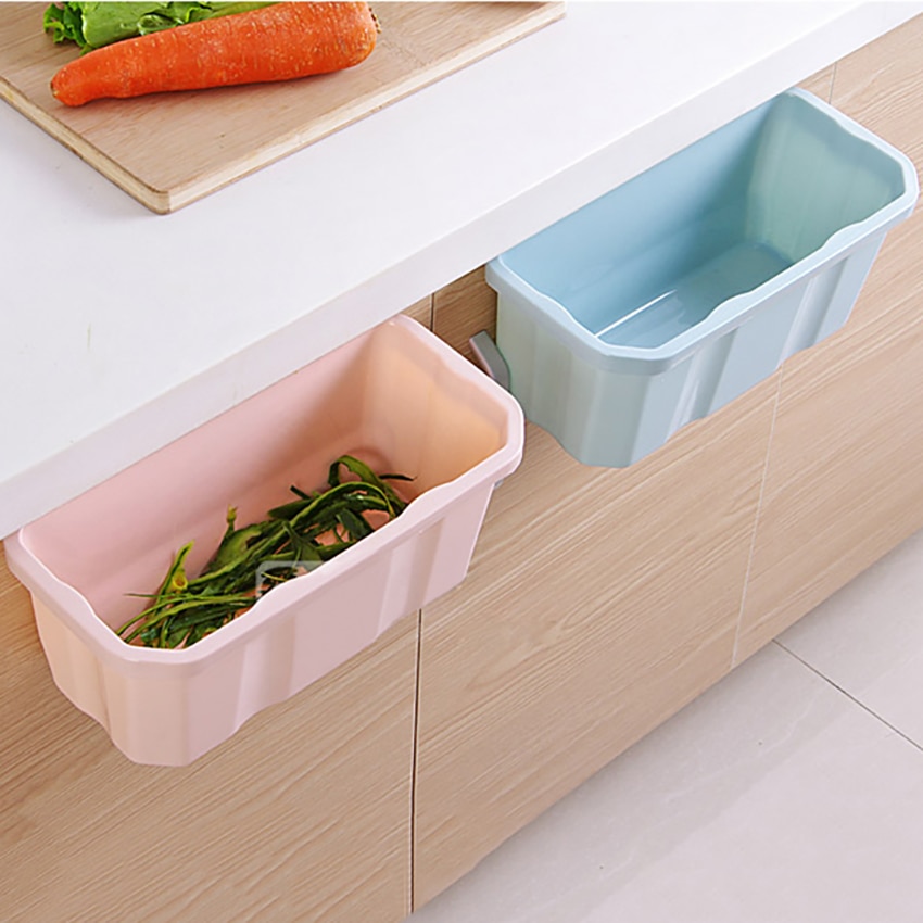 1PC Hanging Standing Kitchen Waste Bin Hanged Cupboard Door PP Simple Garbage Bin Dustbin Scrap Storage Box Waste Storage Bin