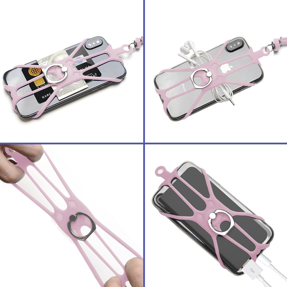 Lanière universelle pour téléphone Silicone sport sangle de téléphone portable longes de téléphone porte-anneau