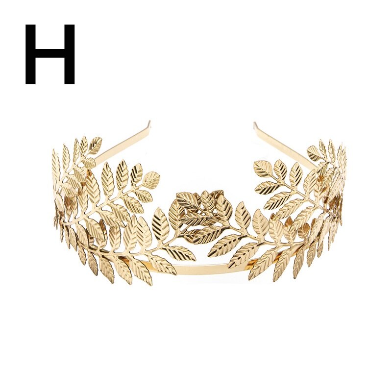 Bridal Hair Accessories Hair Bands Korean Gold Leaves Wreath Vintage Pearl Wedding Tiara Headband Women Girls Hair Crown: H