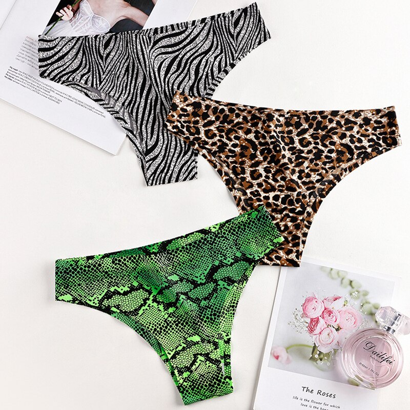 Culotte taille basse sans couture pour femme, sous-vêtement sexy, slip de sport, imprimé léopard, une pièce