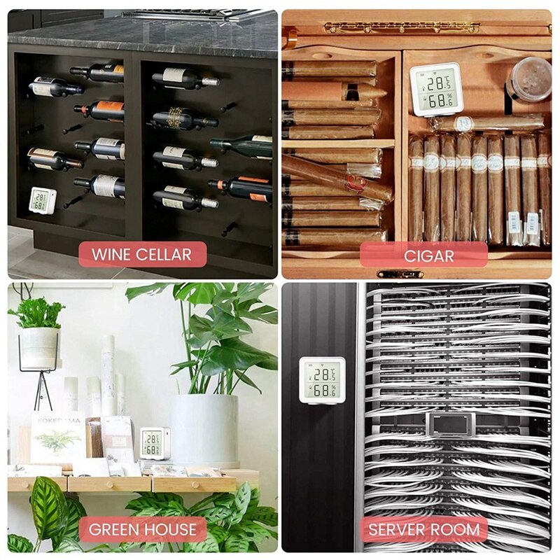 Smart Wifi Temperature And Humidity Detector Indoor Wireless Temperature And Humidity Sensor For Alexa/Google Home