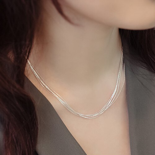Reeti 925 Sterling Zilveren Multilayer Ketting Kettingen Voor Vrouwen Sterling-Zilver-Sieraden