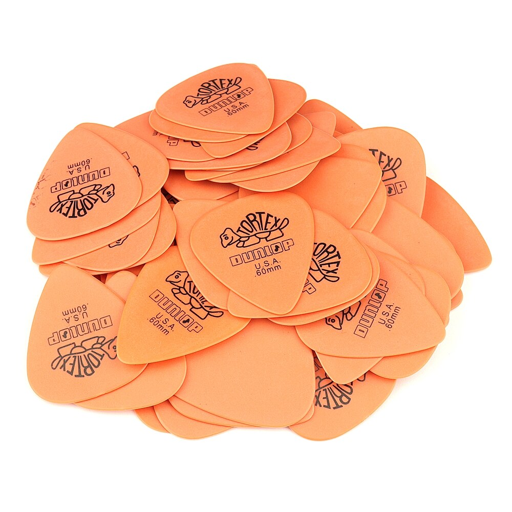Dunlop-púas para guitarra eléctrica, accesorios para bajo, 6 tipos de grosor, Plectrum, 100 unidades,: 0.60mm