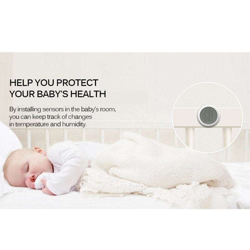 Multifunctional Zigbee Smart Temperature Humidity Sensor With LCD Screen Battery-Powered Temp Humidity Monitor