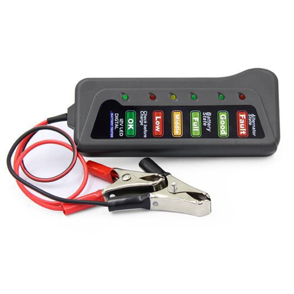 Probador de batería de coche, 12V, 6 luces LED, alternador Digital automático, probador de carga para coche y motocicleta, herramienta de diagnóstico automático