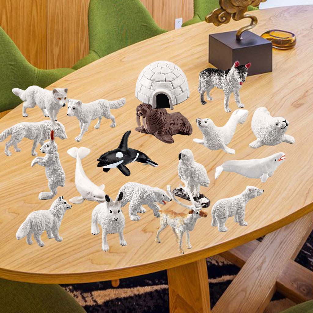 18x Realistic Mini Arctic Animals Toys Tabletop Decoration for Toddlers