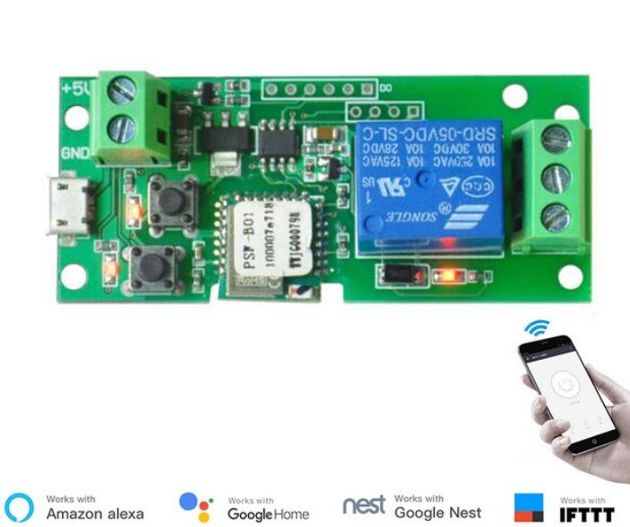 Dc 5V 7V-24V Klik De Zelfborgende Module Smart Wifi Schakelaar Relais Timer Draadloze remote Controler Alexa Google Thuis: DC 5V