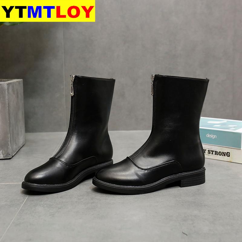 femmes bottes automne et hiver cheville nue bottes à fermeture éclair bout rond plate-forme-bas décontracté court chaussons blanc plate-forme bottes