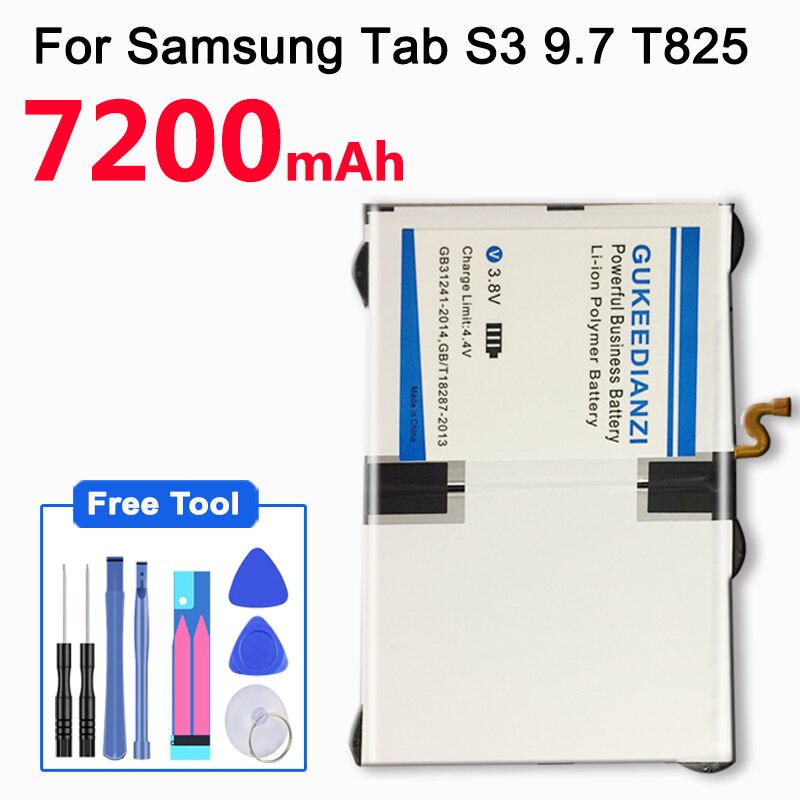 Gukeedianzi Tablet Batterij EB-BT825ABE 7200Mah Voor Samsung Galaxy Tab S3 9.7 Inch SM-T825C SM-T820 SM-T825 SM-T825Y Batterij