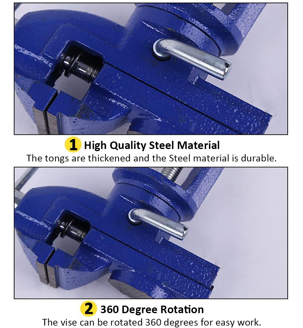 Small Cast Iron Clamp On Table Vise Bench Vise 360 Degree Swivel Base Cast Iron Table Top Clamp Press Vice with Anvil