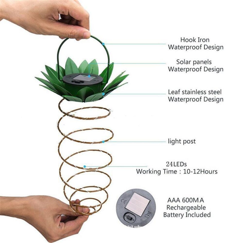Led Solar Ananas Tuin Verlichting Outdoor Solar Opknoping Licht Waterdichte Wandlamp Fairy Night Lights Ijzerdraad Art Home Decor