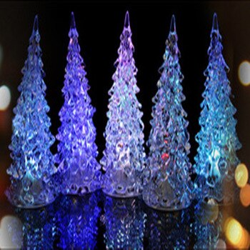 13CM Acrylic Christmas tree children luminous toys LED colorful crystal flash toys