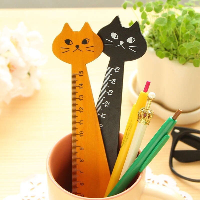 Black Yellow Cute Cat Shape Math Ruler Learning Wo... – Vicedeal