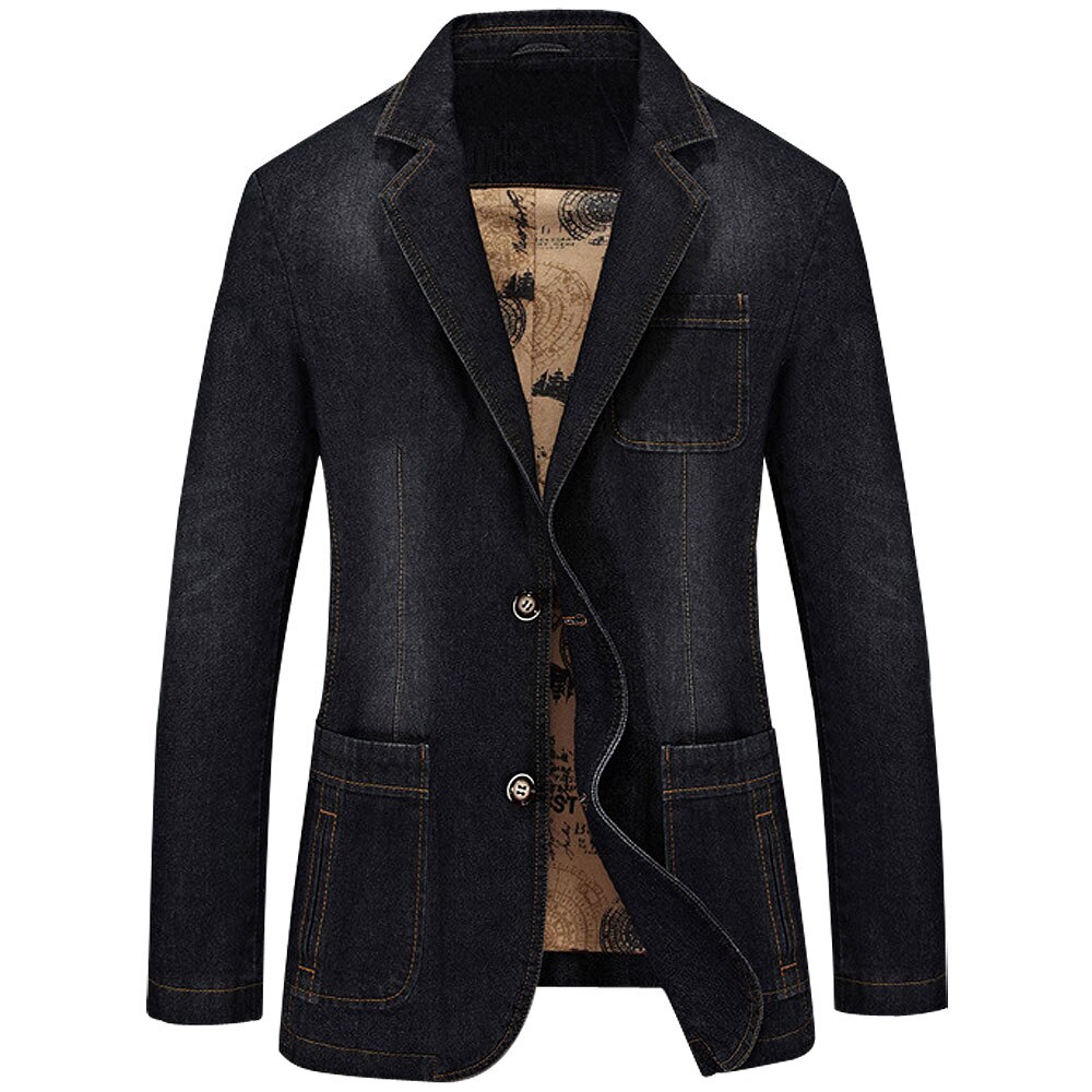 Tang cool 4xl denim casual blazer mænd bomuld vintage jakkesæt mandlig blå frakke denim jakke store blazere