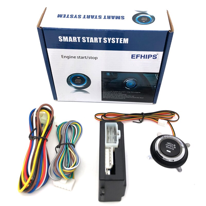 EFHIPS Auto Car Start Stop Engine Push Start Button RFID Lock Ignition Starter Keyless Entry Anti-theft System Car Alarm