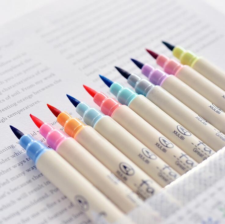 Conjunto de rotuladores artísticos de colores para dibujo, set de 10 unids/paquete de marcadores de colores para dibujo artístico, material de papelería para