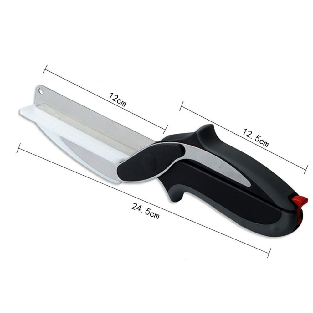 Keukenschaar - 24.5cm - Roestvrij Staal & PP Handvat - Snijplank Hakker - Fruit Groente Snijder