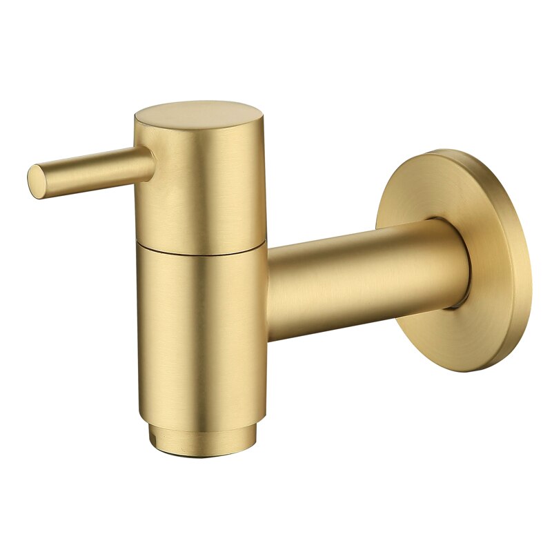 Tvättmaskin kran koppar badrum hörn kran kran enkel kall trädgård kran borstad guld utomhus mixer liten kran: Stil 1