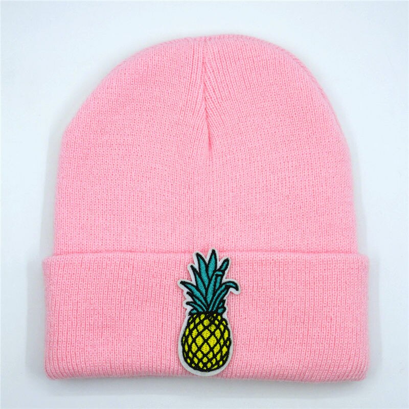 Ananas fruit borduurwerk dikke gebreide muts winter warme muts skullies pet muts voor kinderen mannen vrouwen 147: Roze / 6 jaar oud tot volwassene