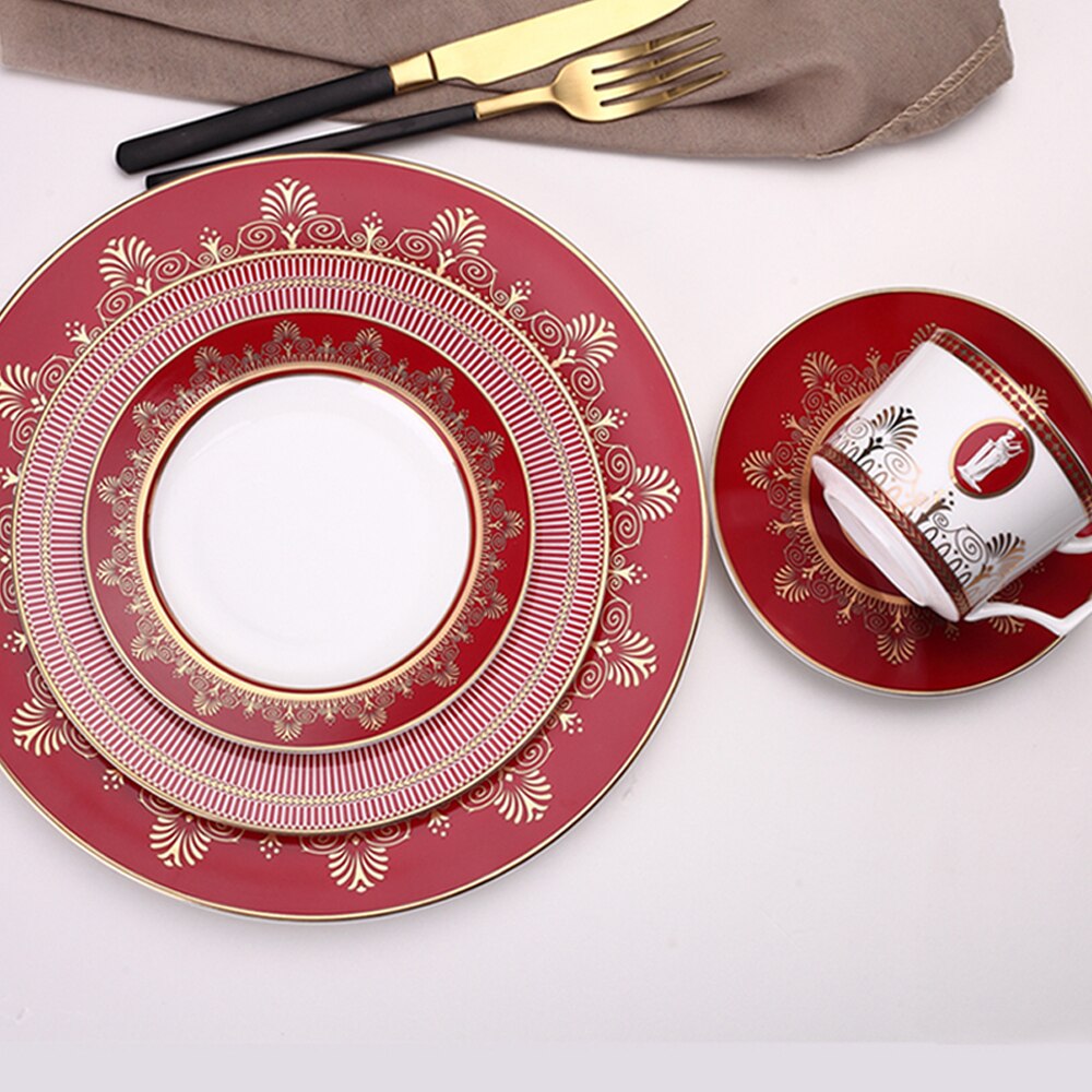 high-end ceramic tableware western food plate model room bone china steak plate home tableware set Steak cake plate