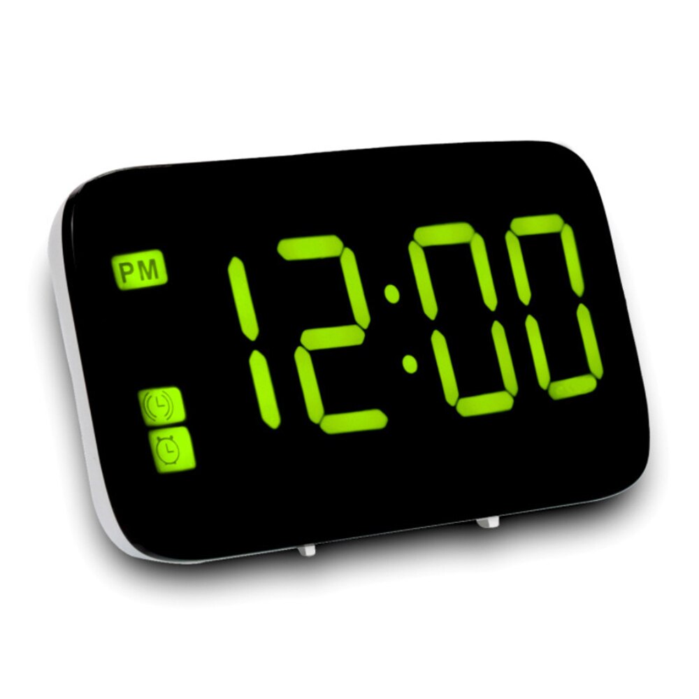Voice-activated Alarm Clock LED Digital Display with Separate Snooze Button 12/24 Hour Setting USB Rechargeable for Travel: Green