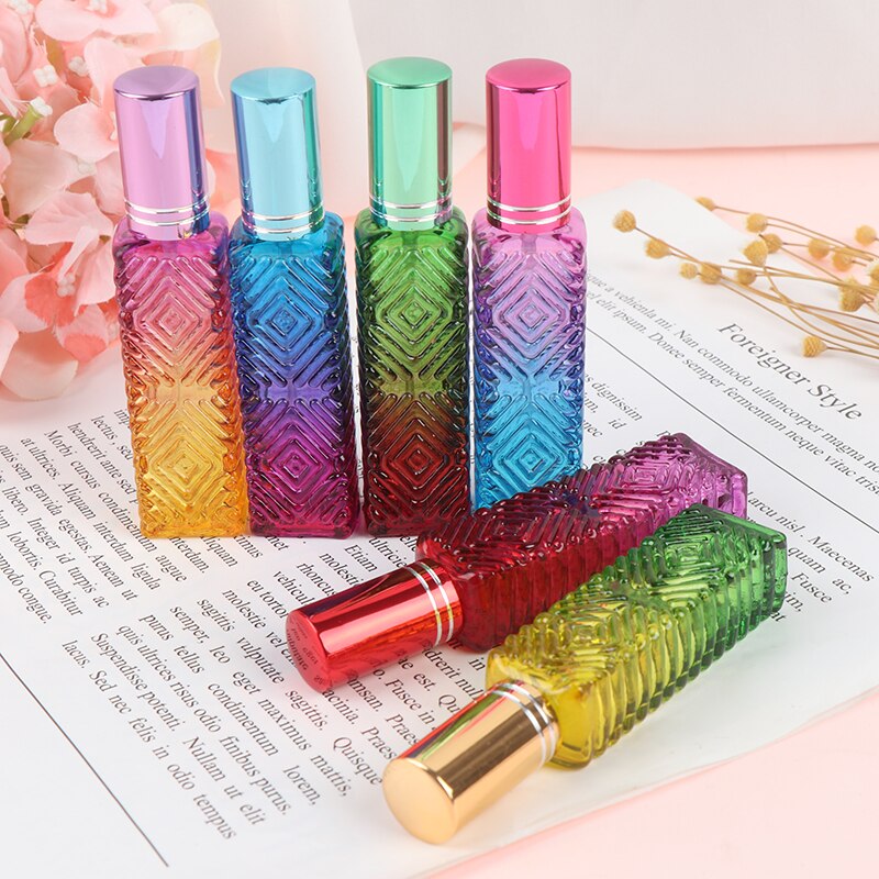 15ml Mini Fragrance Refillable Glass Vials Cosmetic Packaging Spray Bottle Colorful Square Glass Empty Perfume Bottle