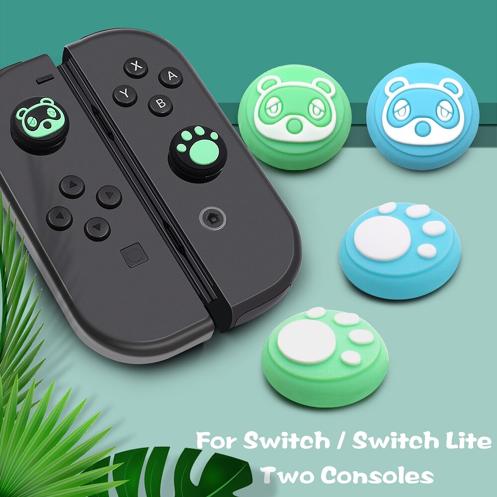 Animal Crossing Thumb Grip Stick Caps For Nintendo Switch/Lite Joystick Cover Cute Black Green Joycon Button Cases Accessories